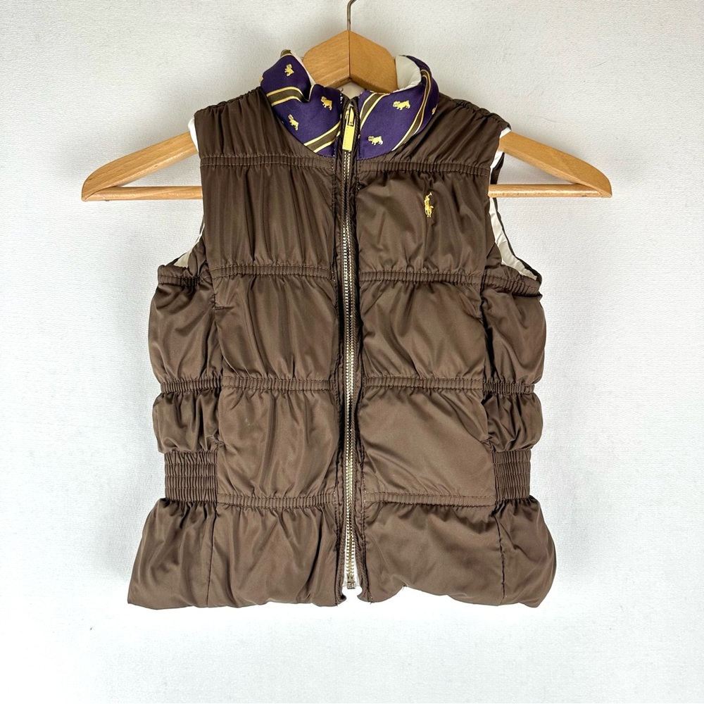 Ralph Lauren Reversible Quilted Puffer Vest‎ Brown/Cream